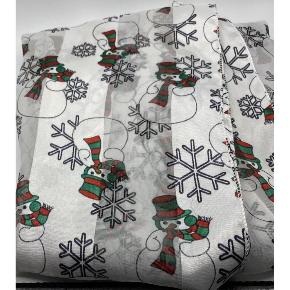 Christmas Snowman Scarf Green and Red with Snowflakes Scarf